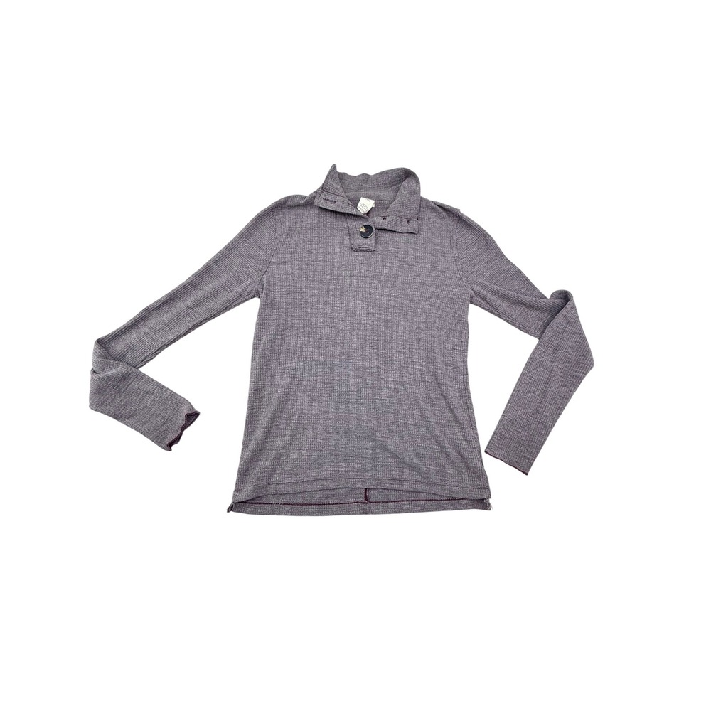 We The Free Free People Purple Heather Thermal Waffle Knit Henley Top Small